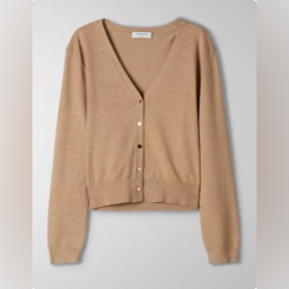 BABATON Parasol Tan V-Neck Button-Up Cardigan Sweater - Picture 1 of 9